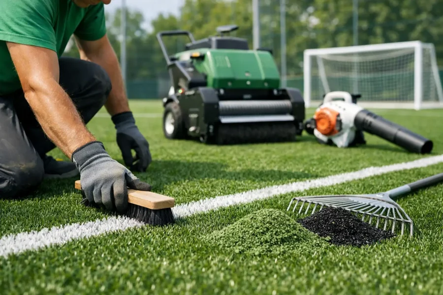 Manuten&ccedil;&atilde;o de grama sint&eacute;tica esportiva