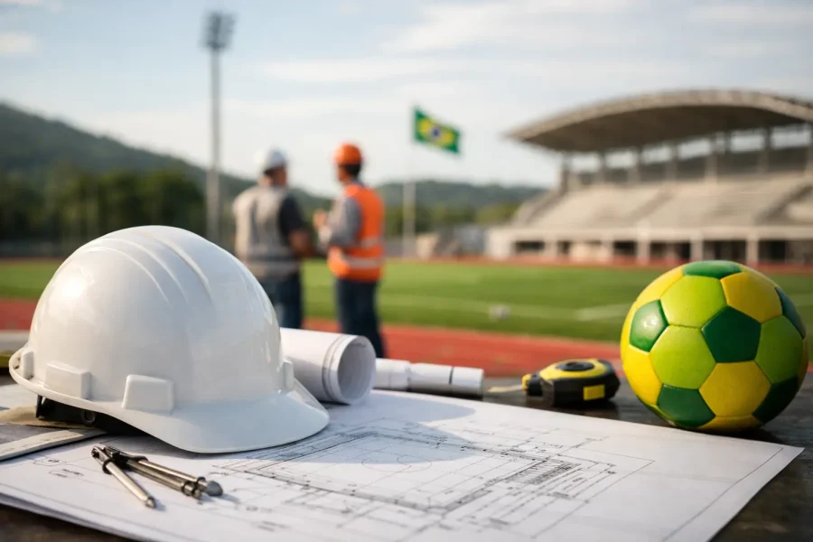 Obra esportiva com normas brasileiras